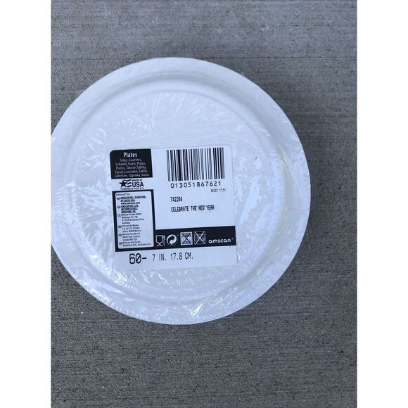 New Year’s  Holiday Cocktail Party Bulk 7" Paper Plates 60ct. - Picture 5 of 5